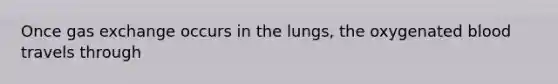 Once gas exchange occurs in the lungs, the oxygenated blood travels through