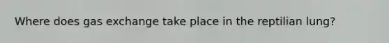 Where does gas exchange take place in the reptilian lung?
