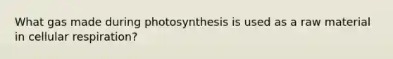 What gas made during photosynthesis is used as a raw material in cellular respiration?