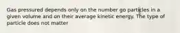 Gas pressured depends only on the number go particles in a given volume and on their average kinetic energy. The type of particle does not matter