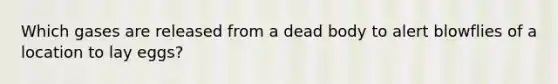 Which gases are released from a dead body to alert blowflies of a location to lay eggs?