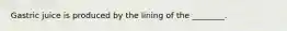 Gastric juice is produced by the lining of the ________.