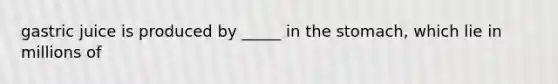 gastric juice is produced by _____ in the stomach, which lie in millions of