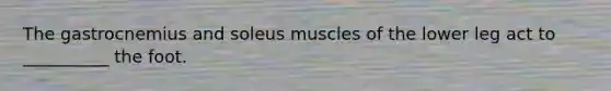 The gastrocnemius and soleus muscles of the lower leg act to __________ the foot.