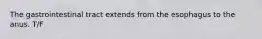 The gastrointestinal tract extends from the esophagus to the anus. T/F