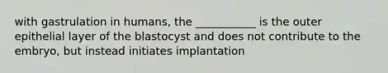 with gastrulation in humans, the ___________ is the outer epithelial layer of the blastocyst and does not contribute to the embryo, but instead initiates implantation