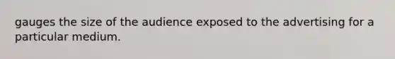 gauges the size of the audience exposed to the advertising for a particular medium.