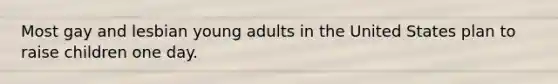Most gay and lesbian young adults in the United States plan to raise children one day.