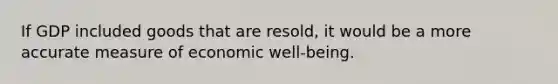 If GDP included goods that are resold, it would be a more accurate measure of economic well-being.