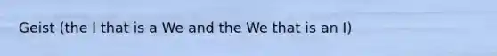 Geist (the I that is a We and the We that is an I)