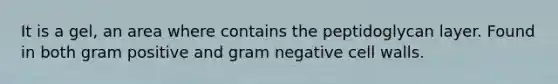 It is a gel, an area where contains the peptidoglycan layer. Found in both gram positive and gram negative cell walls.