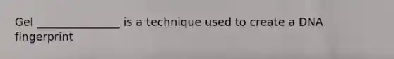 Gel _______________ is a technique used to create a DNA fingerprint