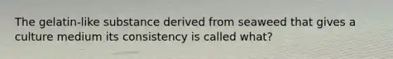 The gelatin-like substance derived from seaweed that gives a culture medium its consistency is called what?
