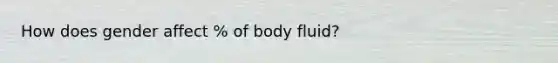 How does gender affect % of body fluid?