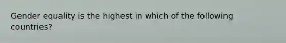 Gender equality is the highest in which of the following countries?
