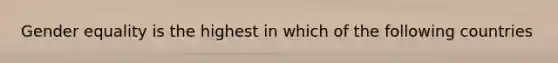 Gender equality is the highest in which of the following countries
