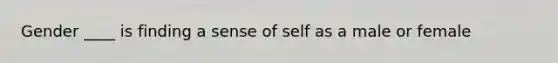 Gender ____ is finding a sense of self as a male or female