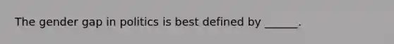 The gender gap in politics is best defined by ______.