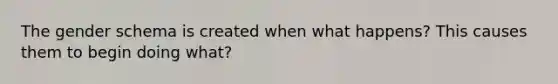 The gender schema is created when what happens? This causes them to begin doing what?