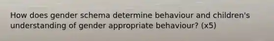 How does gender schema determine behaviour and children's understanding of gender appropriate behaviour? (x5)