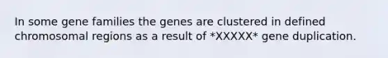 In some gene families the genes are clustered in defined chromosomal regions as a result of *XXXXX* gene duplication.