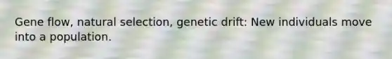 Gene flow, natural selection, genetic drift: New individuals move into a population.