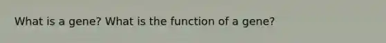 What is a gene? What is the function of a gene?