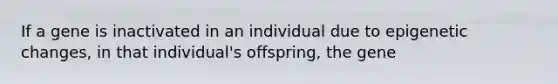 If a gene is inactivated in an individual due to epigenetic changes, in that individual's offspring, the gene