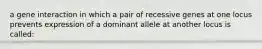 a gene interaction in which a pair of recessive genes at one locus prevents expression of a dominant allele at another locus is called: