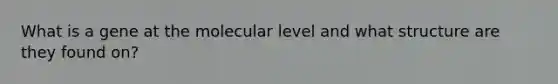 What is a gene at the molecular level and what structure are they found on?