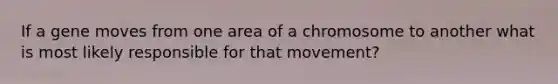 If a gene moves from one area of a chromosome to another what is most likely responsible for that movement?