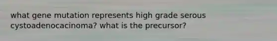 what gene mutation represents high grade serous cystoadenocacinoma? what is the precursor?