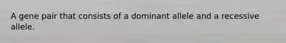 A gene pair that consists of a dominant allele and a recessive allele.