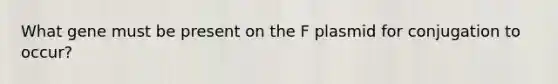 What gene must be present on the F plasmid for conjugation to occur?