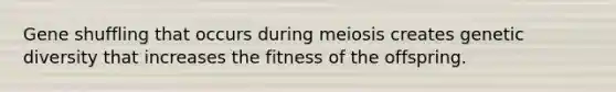 Gene shuffling that occurs during meiosis creates genetic diversity that increases the fitness of the offspring.