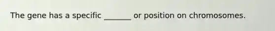 The gene has a specific _______ or position on chromosomes.