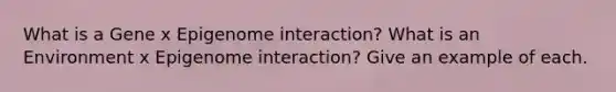 What is a Gene x Epigenome interaction? What is an Environment x Epigenome interaction? Give an example of each.