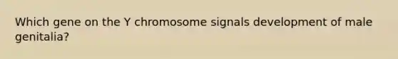 Which gene on the Y chromosome signals development of male genitalia?