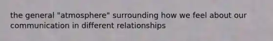 the general "atmosphere" surrounding how we feel about our communication in different relationships