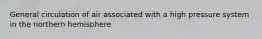 General circulation of air associated with a high pressure system in the northern hemisphere