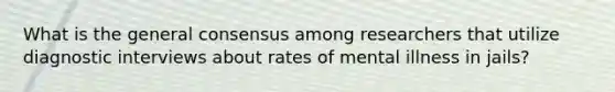 What is the general consensus among researchers that utilize diagnostic interviews about rates of mental illness in jails?