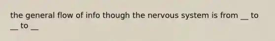 the general flow of info though the nervous system is from __ to __ to __