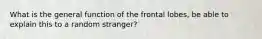 What is the general function of the frontal lobes, be able to explain this to a random stranger?