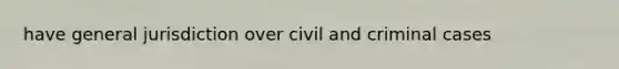 have general jurisdiction over civil and criminal cases