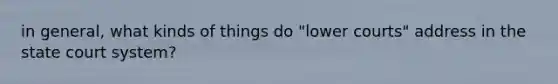 in general, what kinds of things do "lower courts" address in the state court system?