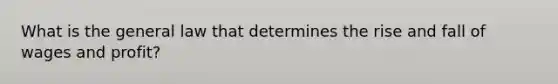 What is the general law that determines the rise and fall of wages and profit?