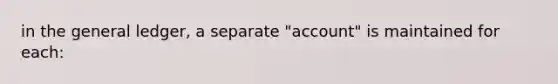 in the general ledger, a separate "account" is maintained for each: