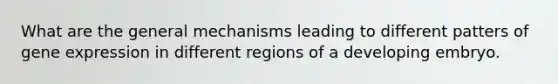 What are the general mechanisms leading to different patters of <a href='https://www.questionai.com/knowledge/kFtiqWOIJT-gene-expression' class='anchor-knowledge'>gene expression</a> in different regions of a developing embryo.