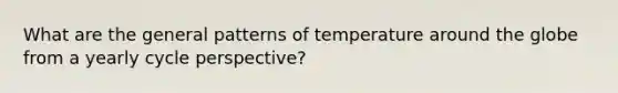 What are the general patterns of temperature around the globe from a yearly cycle perspective?