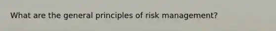 What are the general principles of risk management?